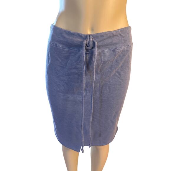 Women 3 L Sundry Blue Drawstring Sweat Skirt Pull-On Raw Asymmetrical Hem - Picture 2 of 6